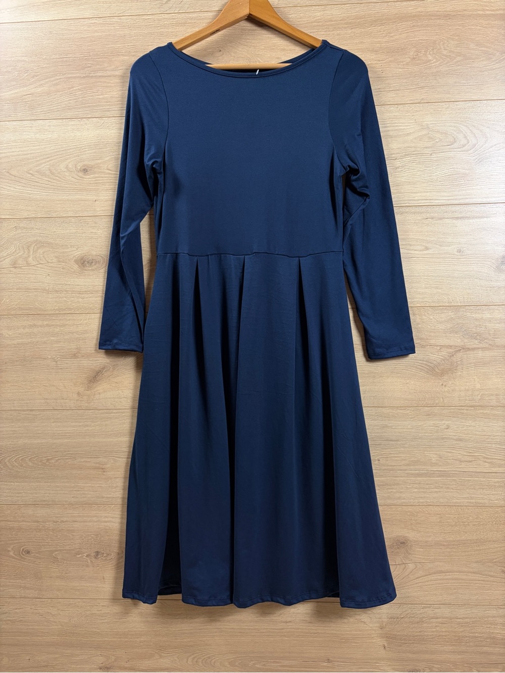 24/7 Comfort Apparel Classic Navy Long-Sleeve A-Line Dress
